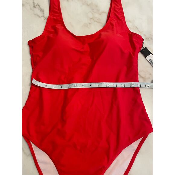 NEW Nicole Miller Studio Women's Scoop Back One Piece Swimsuit Red. Size XL. - Picture 3 of 9